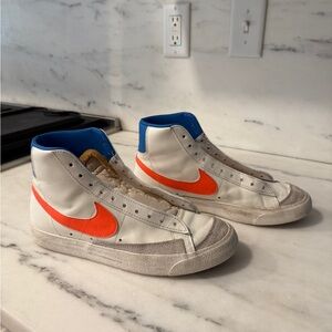 Nike Blazers Mid '77 Sail Orange / Blue Women's 9 **NO SHOELACES